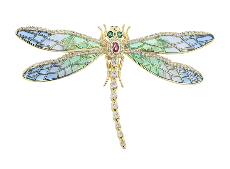 C00419 925 Sterling Silber Schmetterling Emaille Brosche