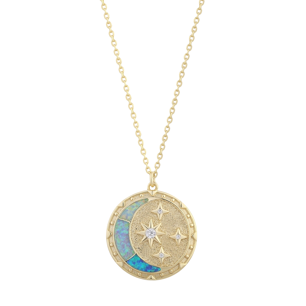 PLN03303 Halskette aus 925er Sterlingsilber mit Opal und Zirkonia