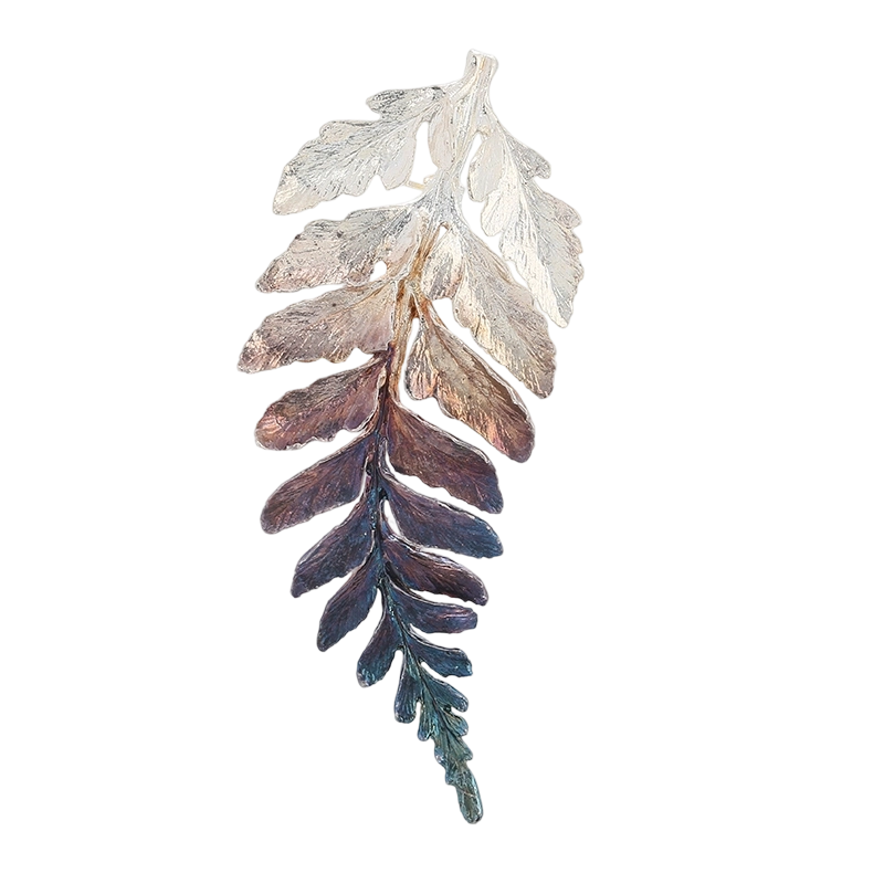 C00612 Handgefertigte Brosche in Blattform aus 925er Sterlingsilber