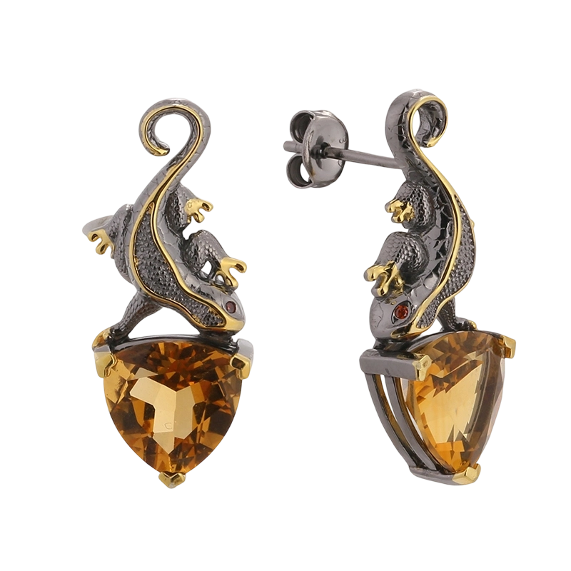 YE03586 925 Sterling Silber CZ Critine Lizard Handgefertigter Ohrring