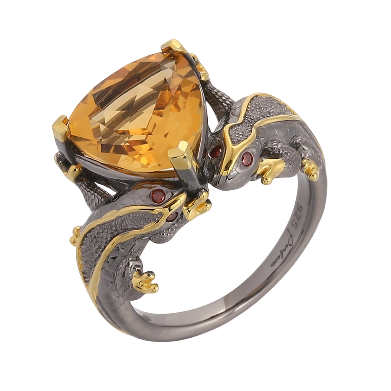 YR03586 925 Sterling Silber CZ Critine Lizard Handgefertigter Ring