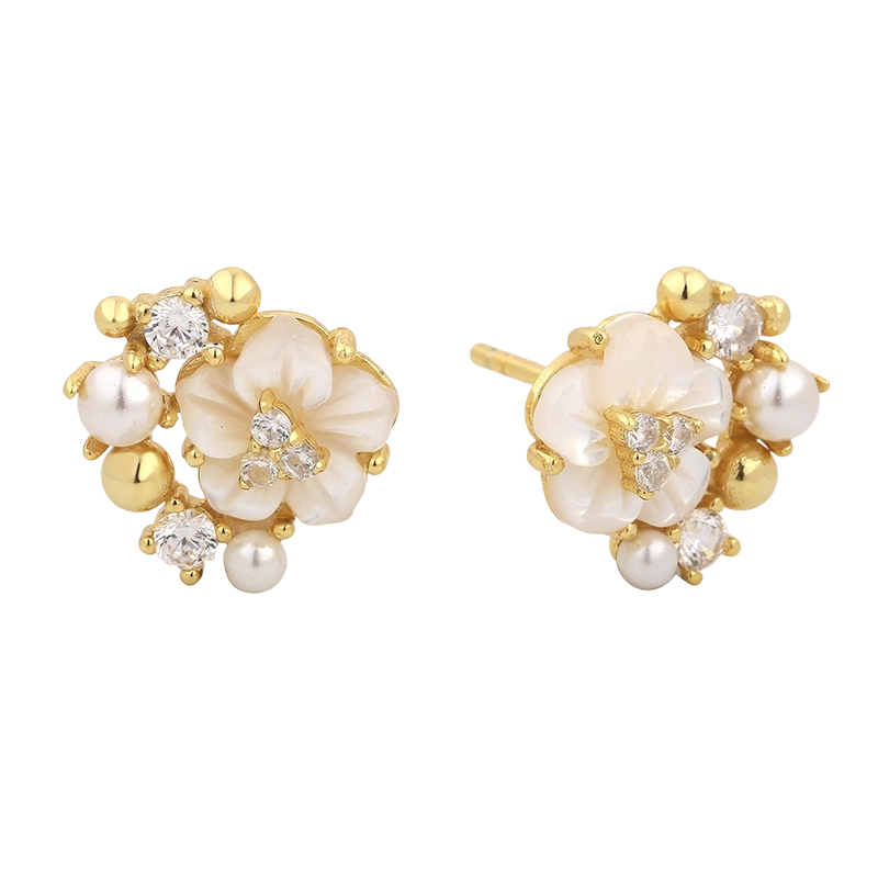 PLE08036 Ohrring aus 925er Sterlingsilber mit Perlmuttblume