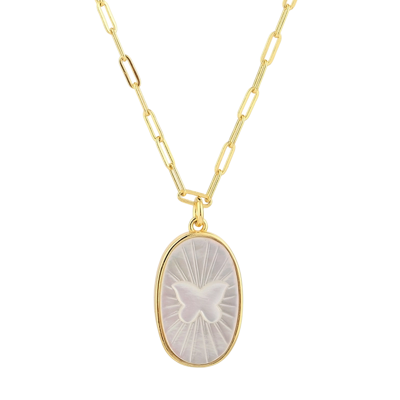 PLN03268 Halskette aus 925er Sterlingsilber mit Perlmutt