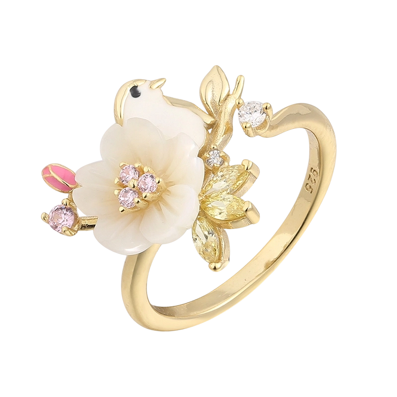 YR02679 925 Sterling Silber Perlmuttring