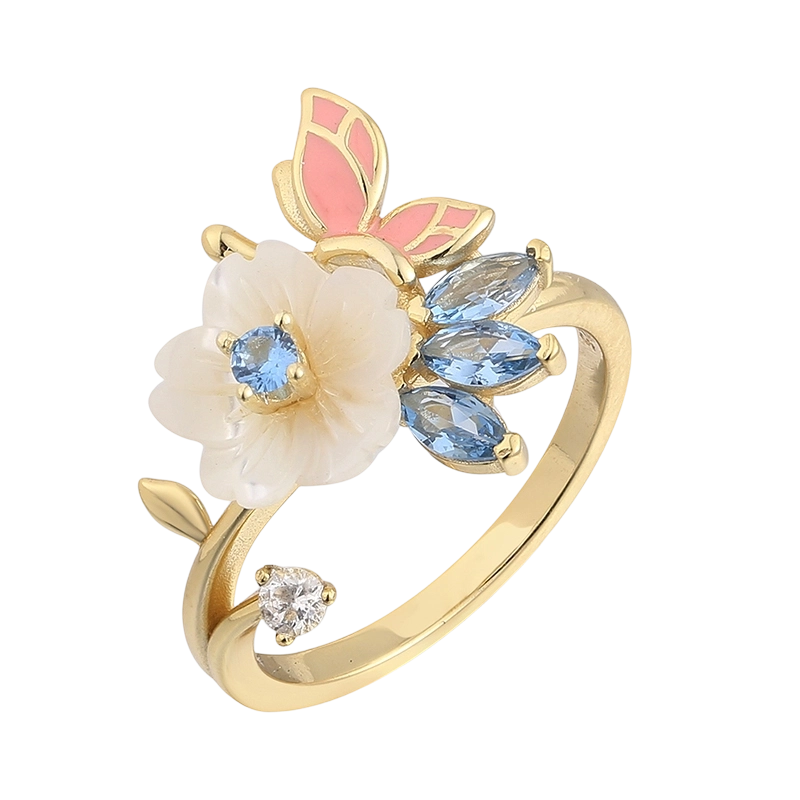 YR02682 925 Sterling Silber Perlmuttring