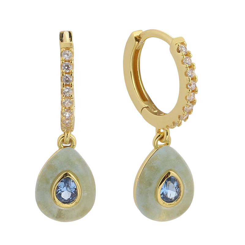 E08641B Ohrring aus 925er Sterlingsilber mit Aquamarin und Zirkonia