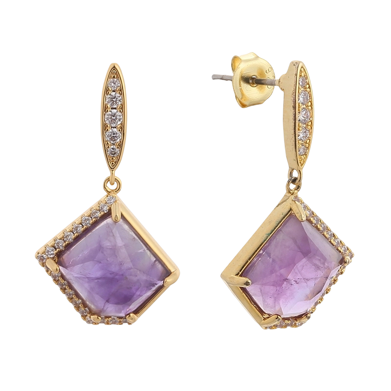 YE02004 Ohrring aus 925er Sterlingsilber mit Zirkonia und Amethyst