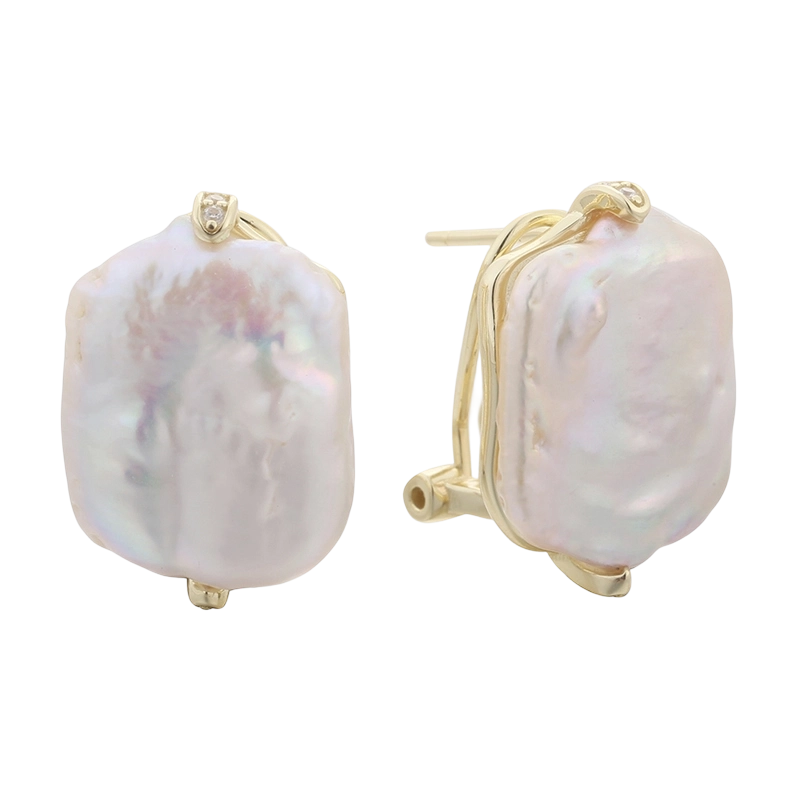 PLE07831 Ohrring aus 925er Sterlingsilber mit Barockperle